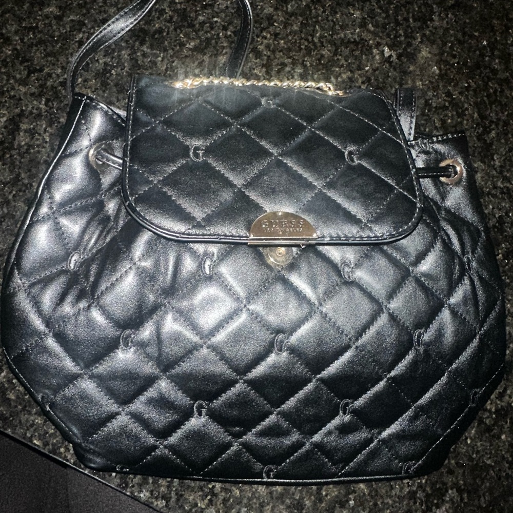 Quilted Black Guess Backpack